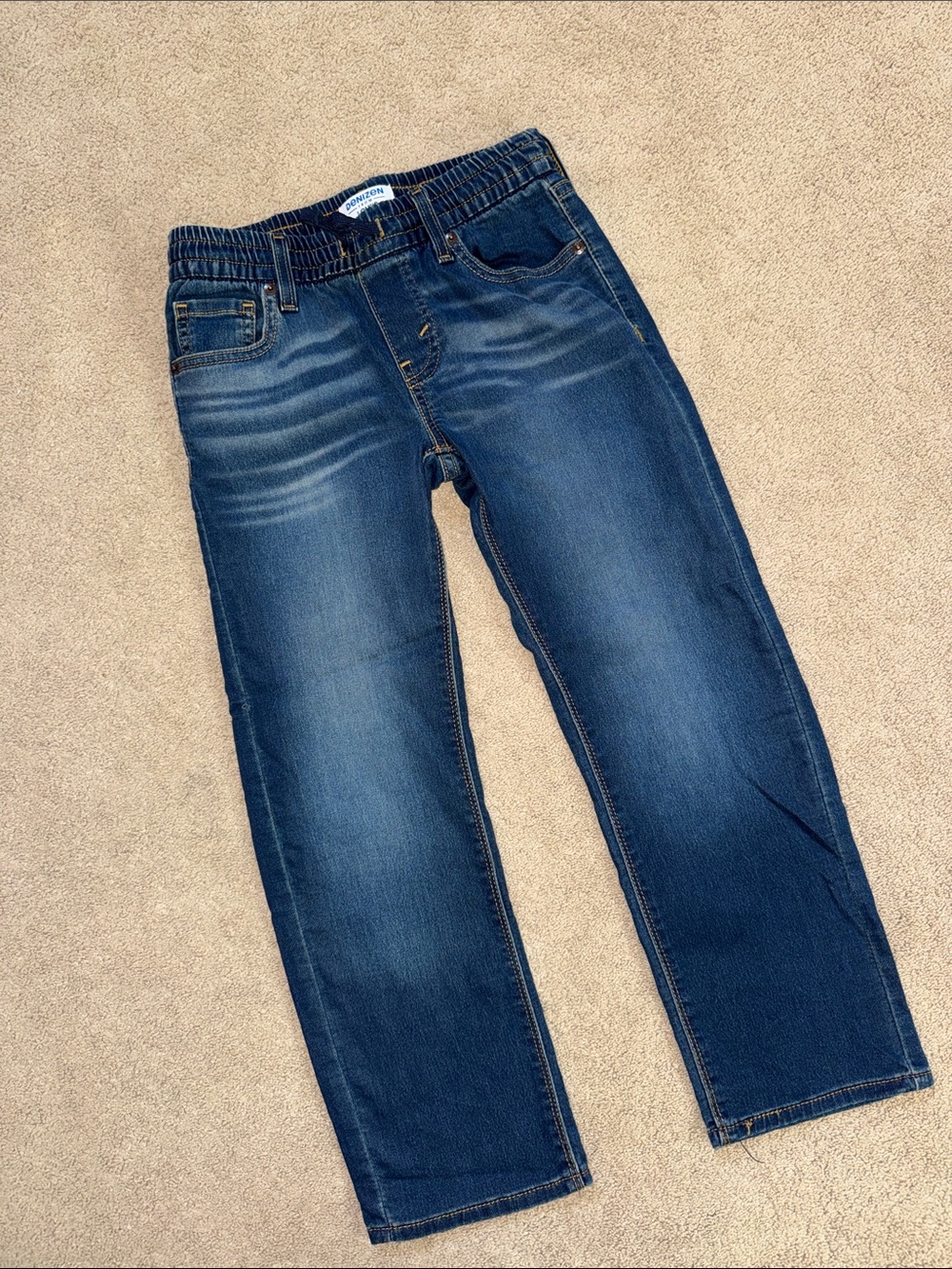 Denizen from Levi's boys Dark Blue Straight Jeans with Elastic Waist